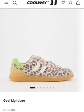 Coolway Goal Light Leo Pink Leopard Sneakers with Neon Green Heel Tab